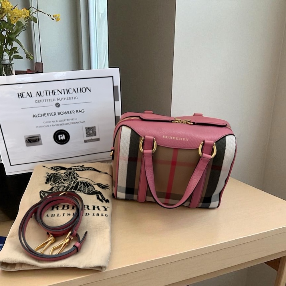 Pre-loved Burberry Pink and Tan Satchel with Luxurious Design